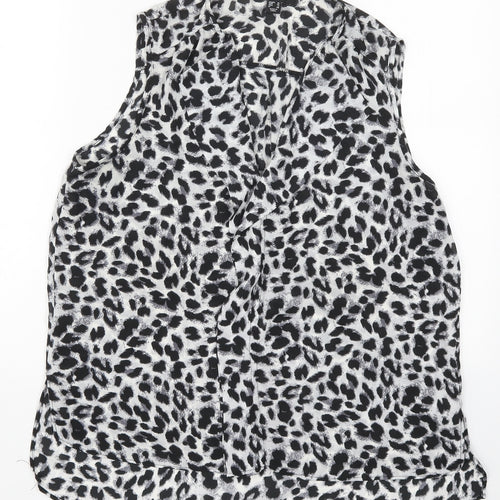 Atmosphere Womens Grey Animal Print Polyester Basic Blouse Size 16 V-Neck