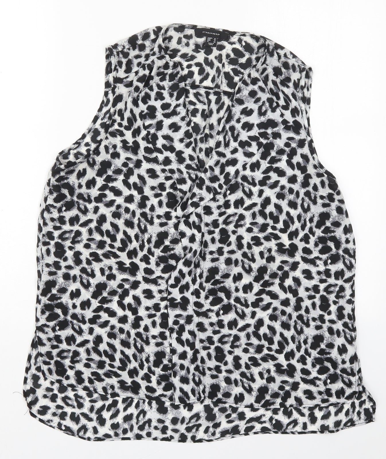 Atmosphere Womens Grey Animal Print Polyester Basic Blouse Size 16 V-Neck