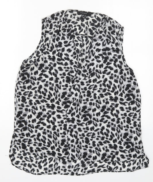Front view of Atmosphere women’s grey animal print polyester basic blouse, size UK 16, v-neck