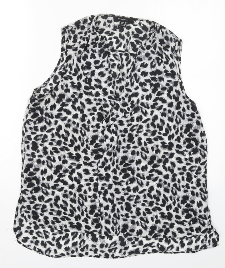 Atmosphere Womens Grey Animal Print Polyester Basic Blouse Size 16 V-Neck
