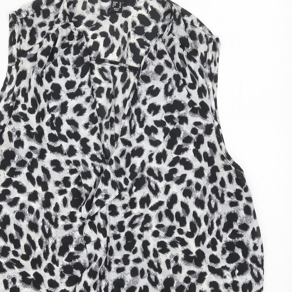 Atmosphere Womens Grey Animal Print Polyester Basic Blouse Size 16 V-Neck