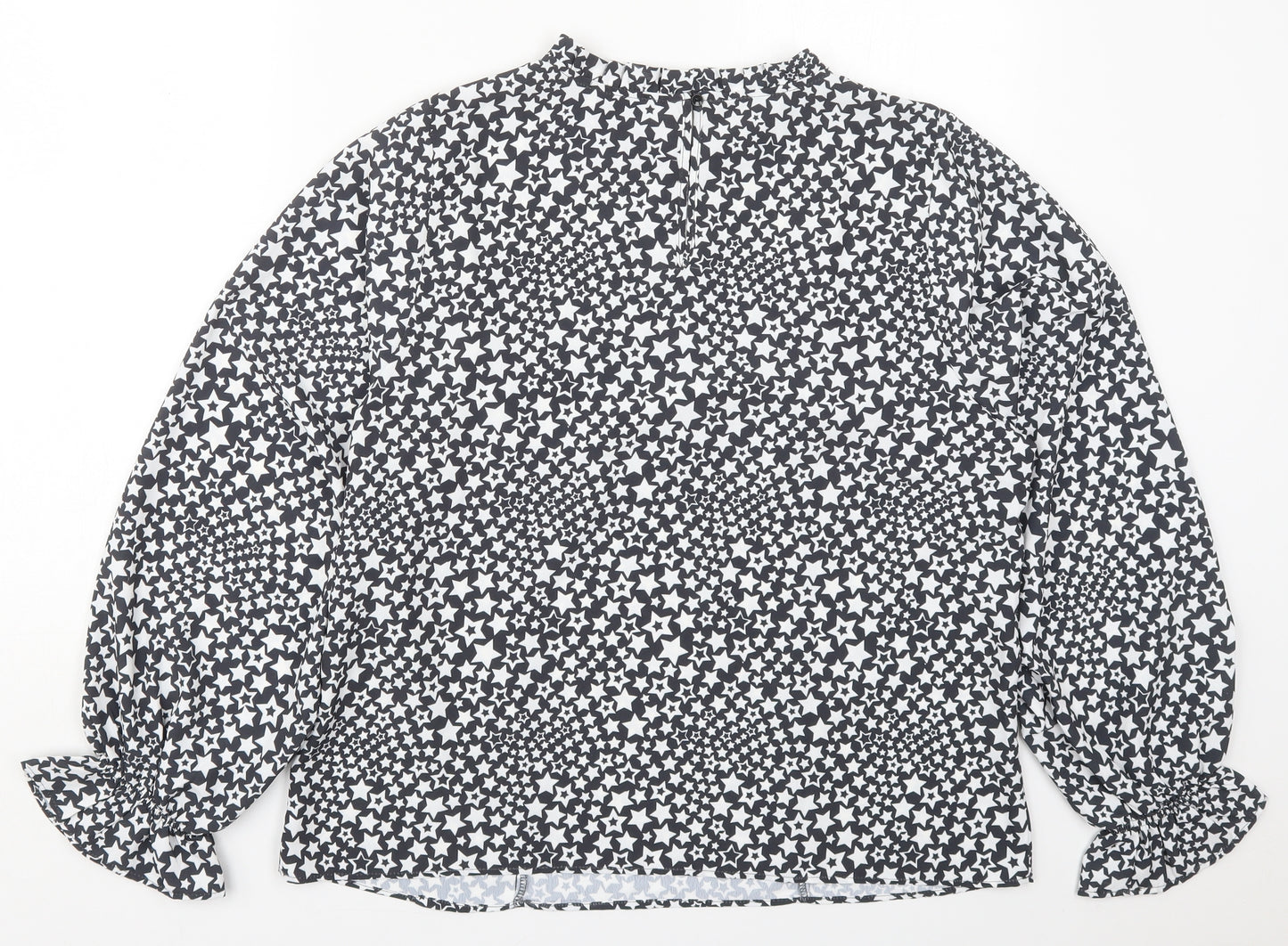 Wallis Womens Grey Geometric Polyester Basic Blouse Size 16 Round Neck - Stars