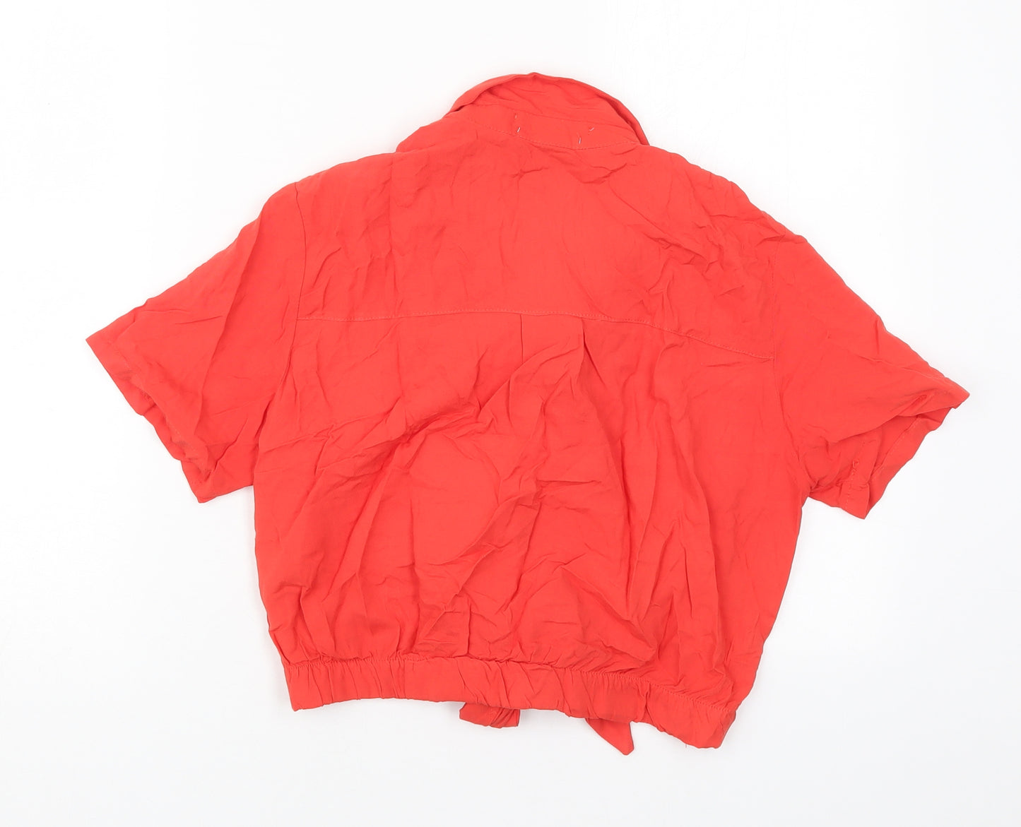 Pull&Bear Womens Red  Viscose Basic Button-Up Size S Collared