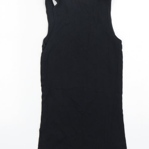 Topshop Womens Black  Cotton Basic Tank Size 12 Round Neck