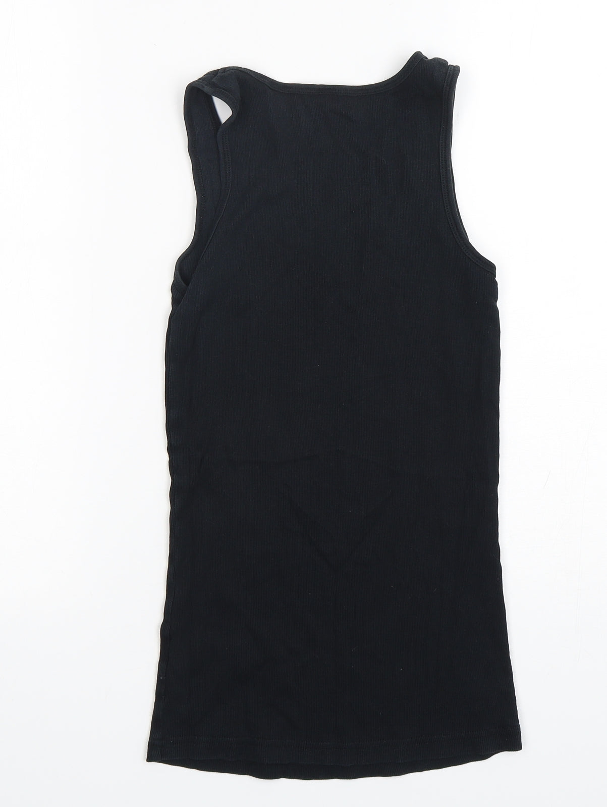 Topshop Womens Black  Cotton Basic Tank Size 12 Round Neck