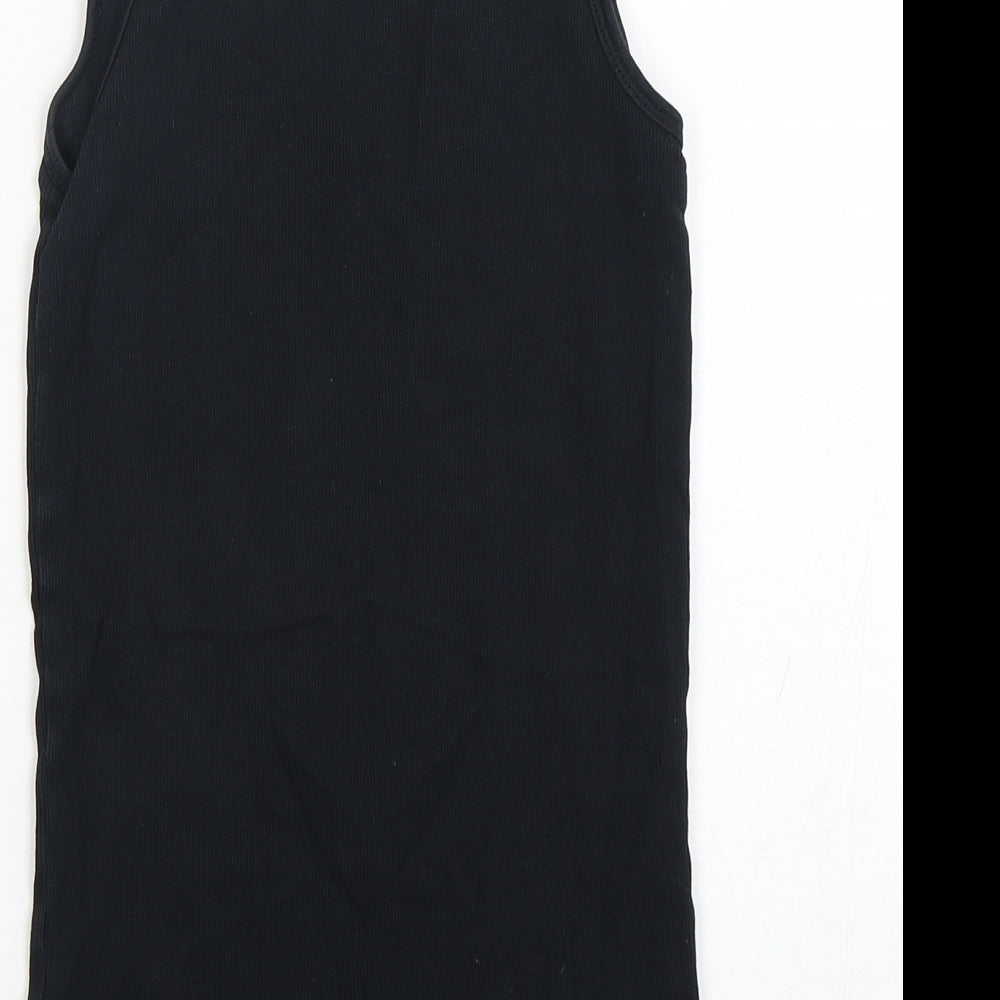 Topshop Womens Black  Cotton Basic Tank Size 12 Round Neck