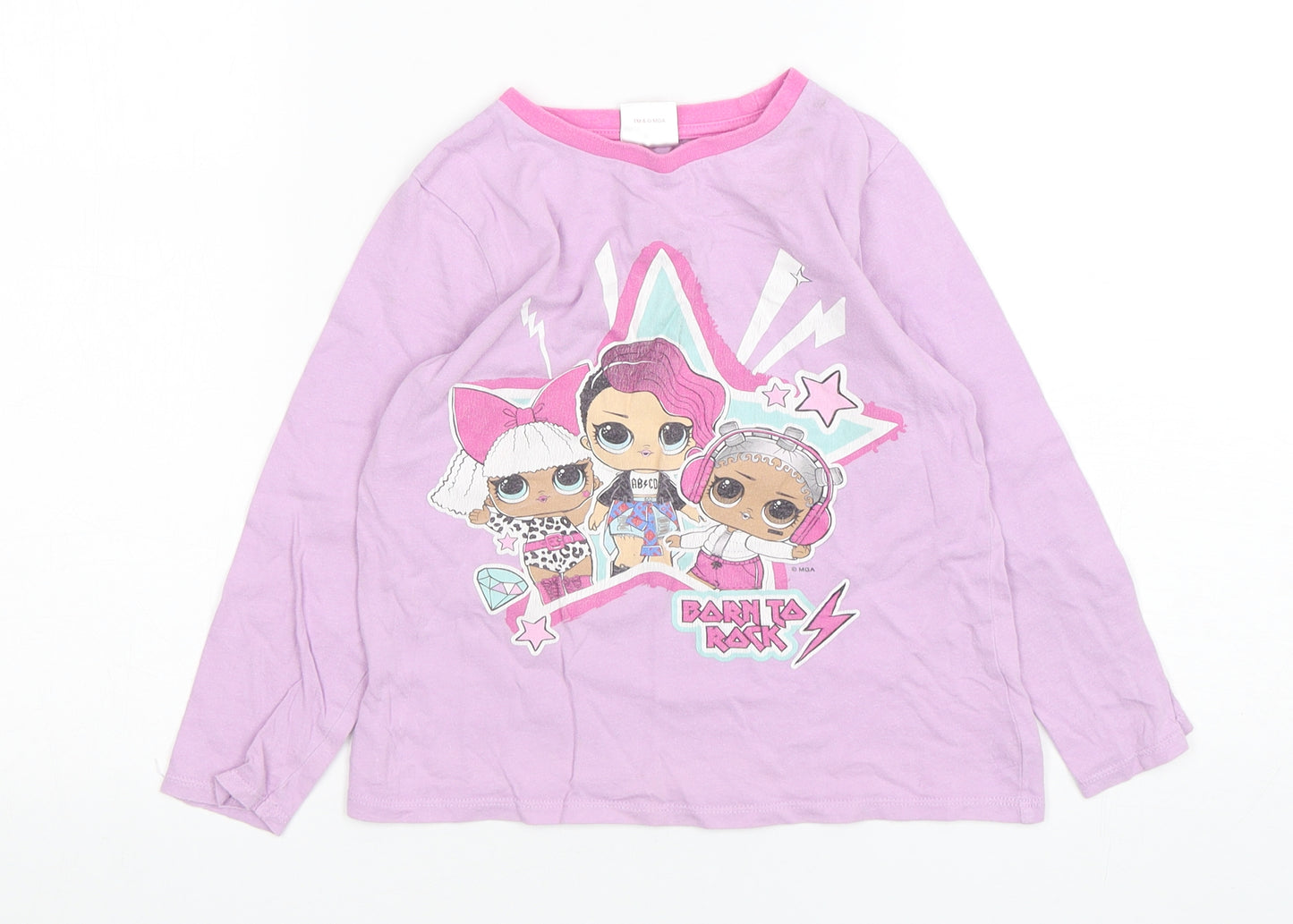 George Girls Purple Solid Cotton  Pyjama Top Size 5-6 Years  Pullover - LOL DOLLS