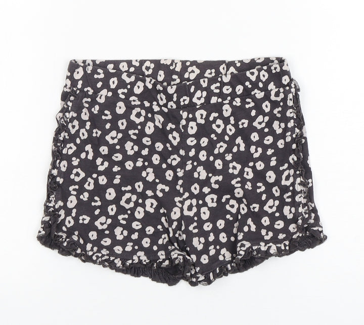 F&F Girls Multicoloured Animal Print Cotton Sweat Shorts Size 5-6 Years Regular