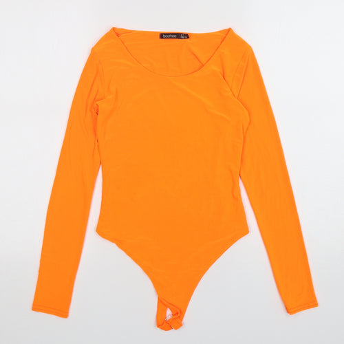 Boohoo Womens Orange  Polyester Playsuit One-Piece Size 8  Snap