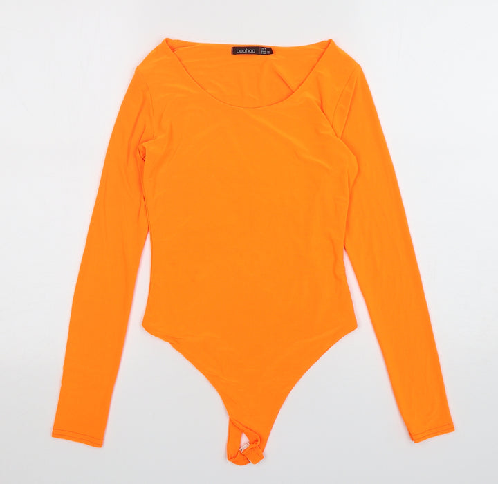 Boohoo Womens Orange Polyester Playsuit One-Piece Size 8 Snap