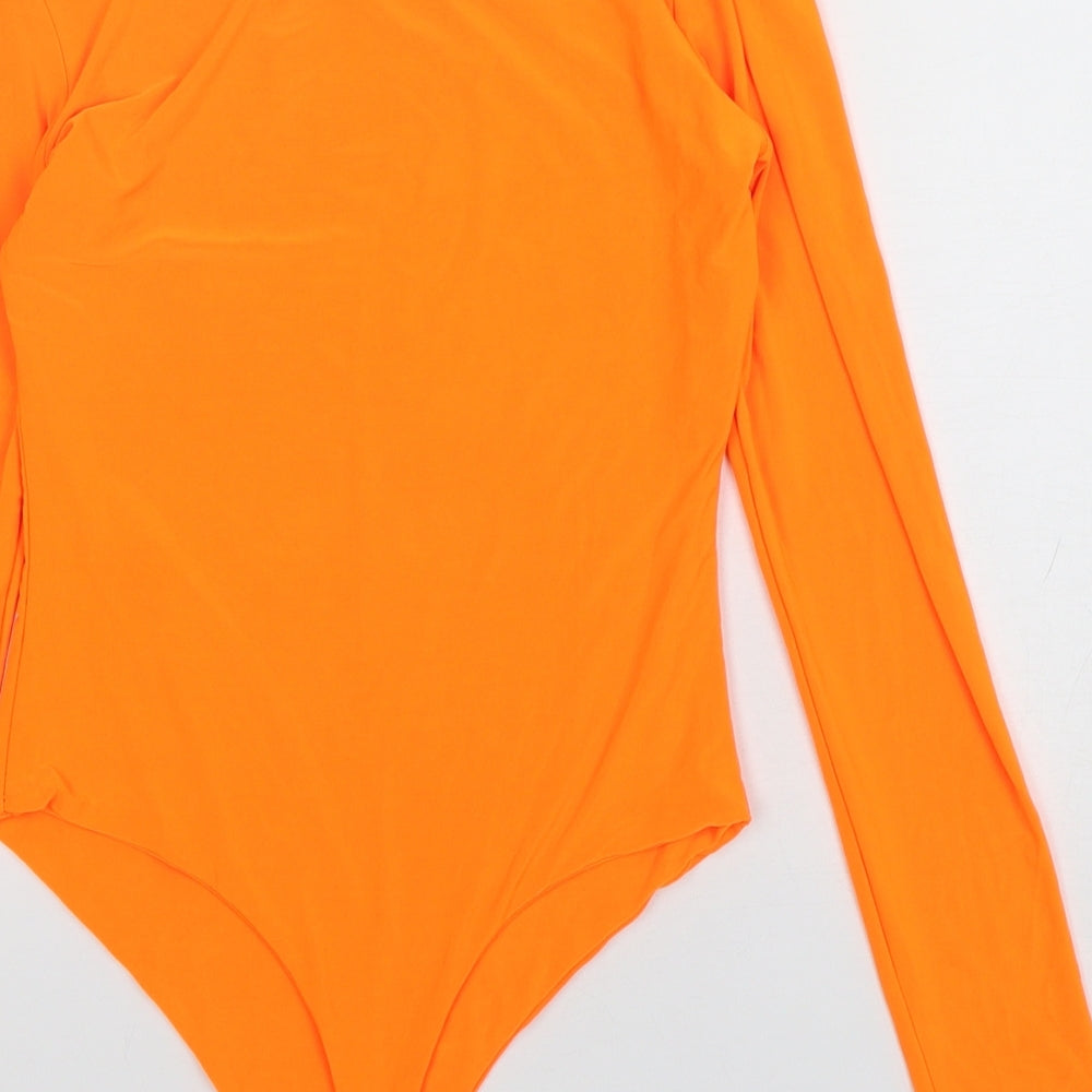 Boohoo Womens Orange  Polyester Playsuit One-Piece Size 8  Snap