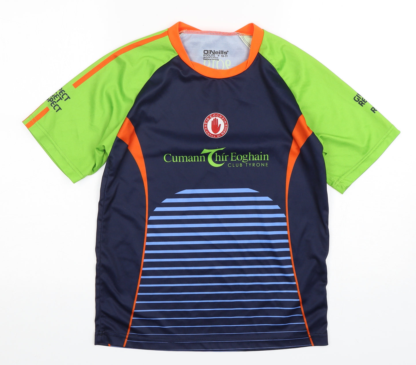 O'Neills  Boys Multicoloured Striped Polyester Basic T-Shirt Size 10-11 Years Round Neck Pullover - Tir Eoghain