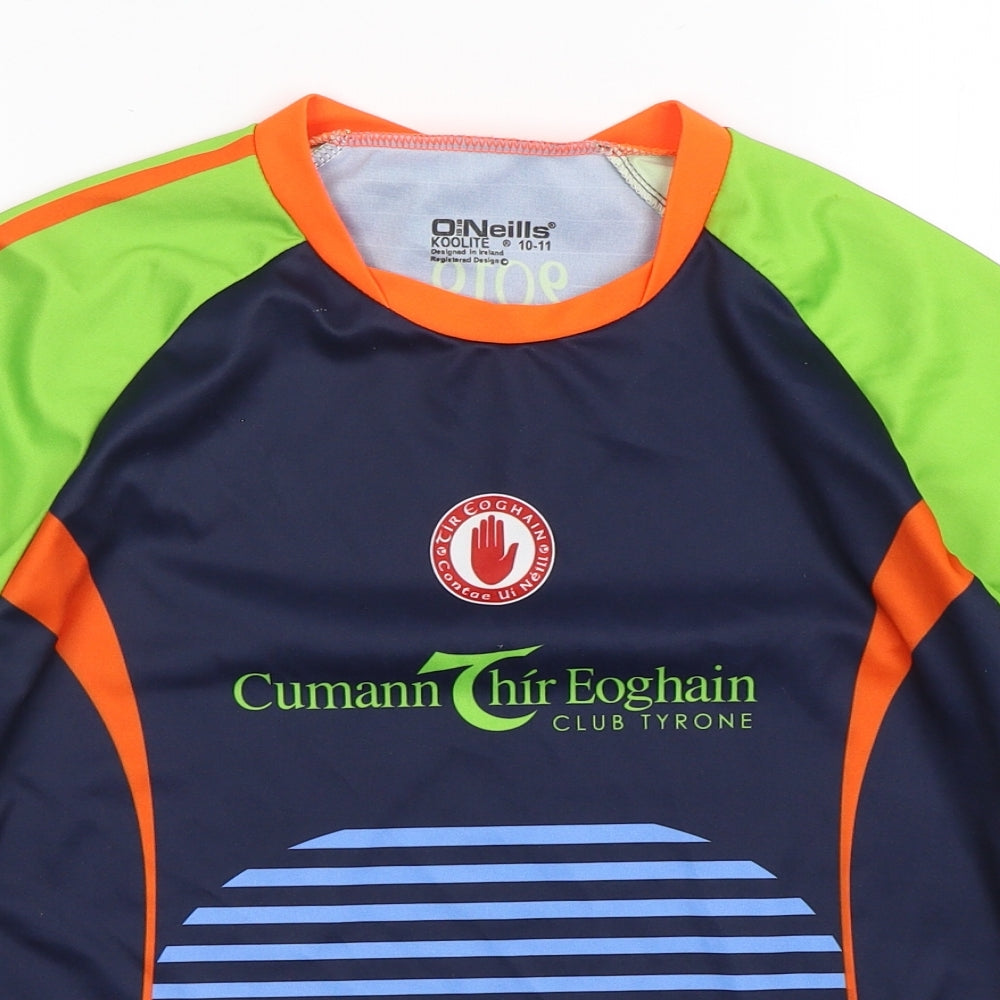 O'Neills  Boys Multicoloured Striped Polyester Basic T-Shirt Size 10-11 Years Round Neck Pullover - Tir Eoghain