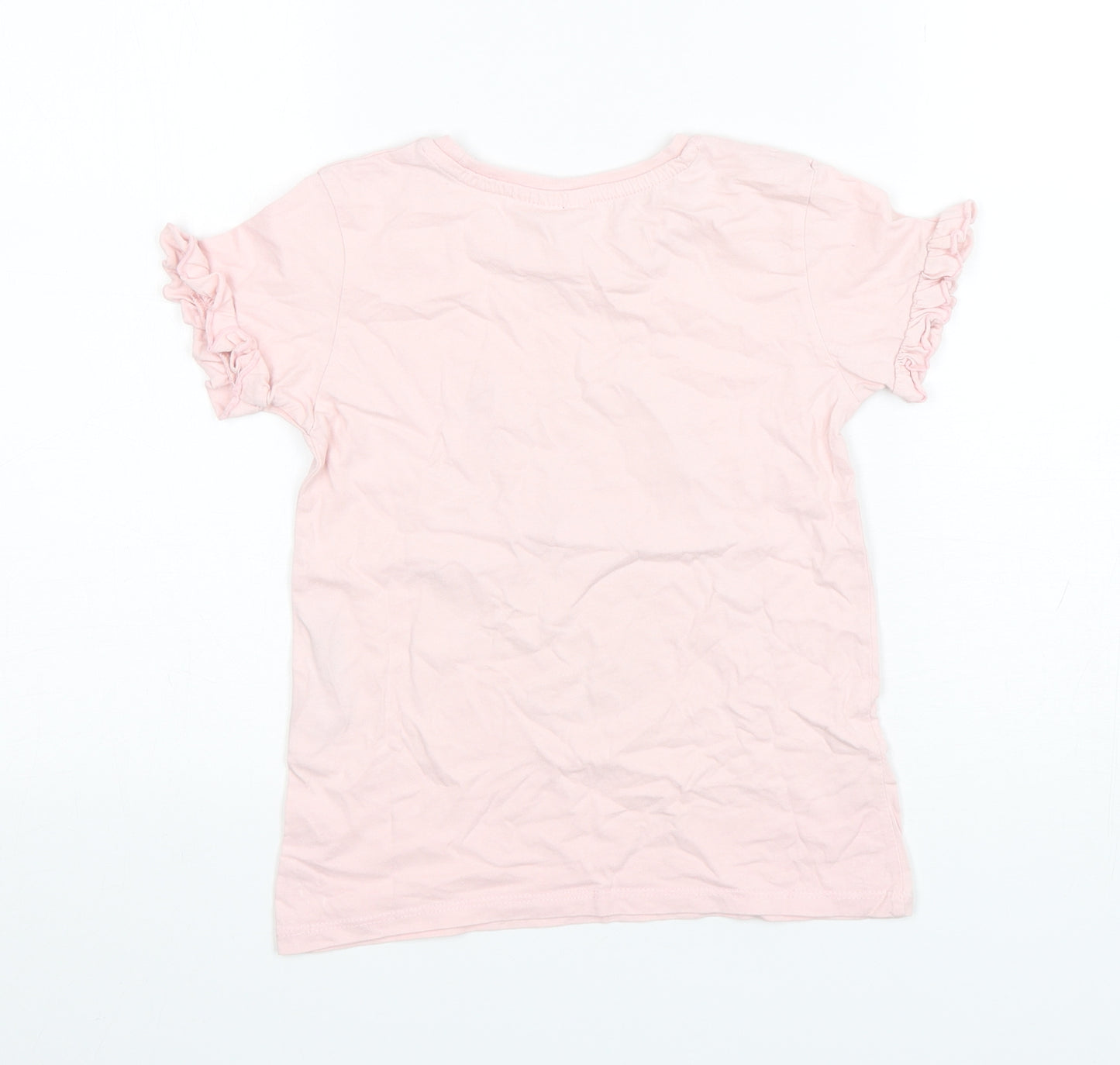 Primark Girls Pink  Cotton Basic T-Shirt Size 7-8 Years Round Neck Pullover - Trolls