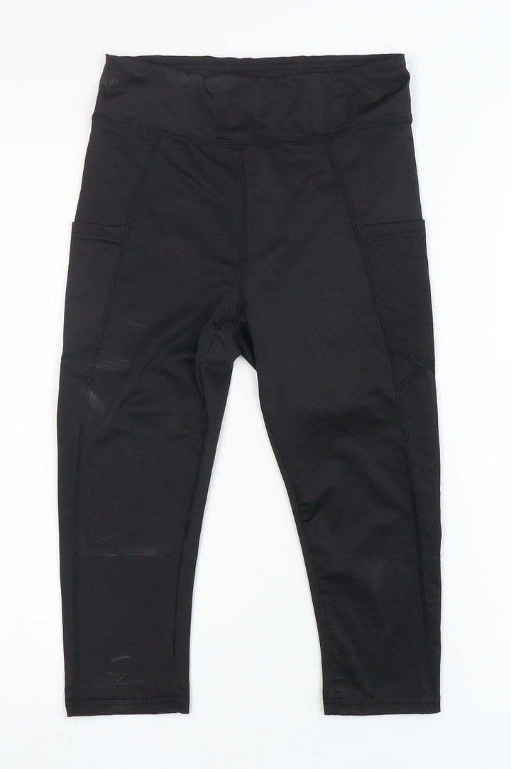 Preworn Womens Black Polyester Pedal Pusher Leggings Size S L18 in Regular