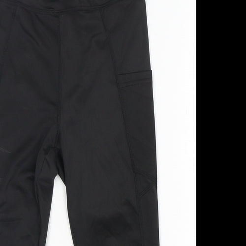 Preworn Womens Black  Polyester Pedal Pusher Leggings Size S L18 in Regular