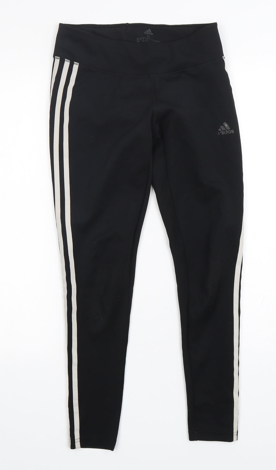 adidas Womens Black  Polyester Compression Leggings Size 8 L27 in Regular