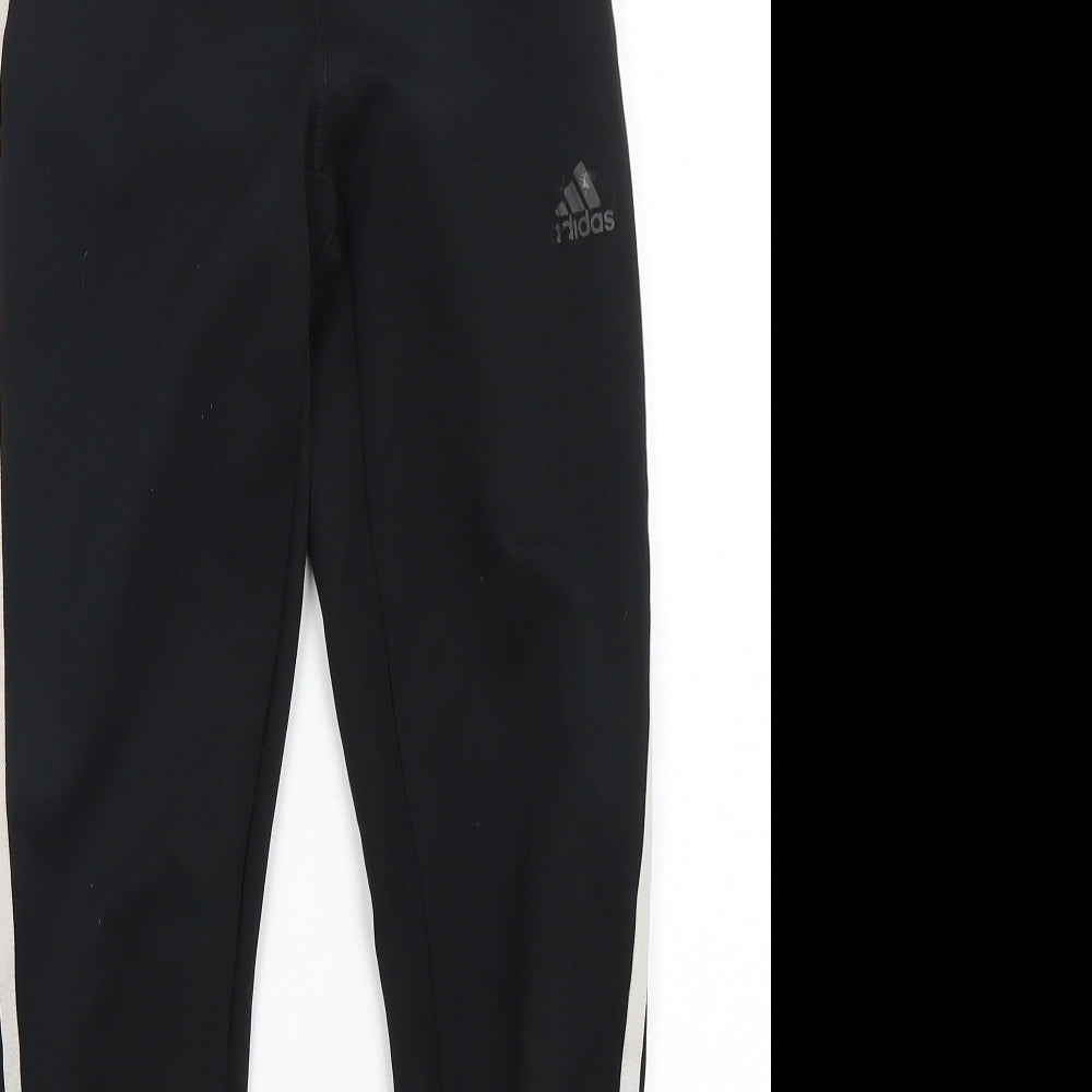 adidas Womens Black  Polyester Compression Leggings Size 8 L27 in Regular