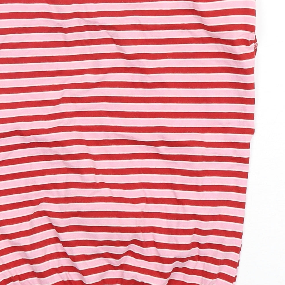 Dunnes Stores Girls Multicoloured Striped Cotton Basic T-Shirt Size 7-8 Years Round Neck Pullover