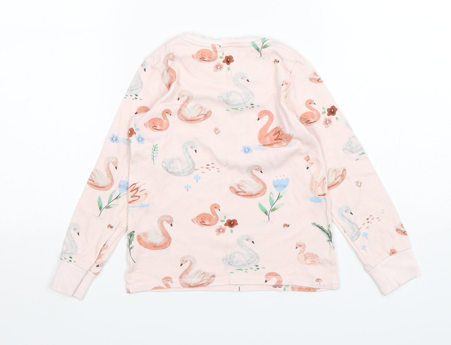 NEXT Girls Pink Spotted Cotton Top Pyjama Top Size 5-6 Years  Pullover - Swans