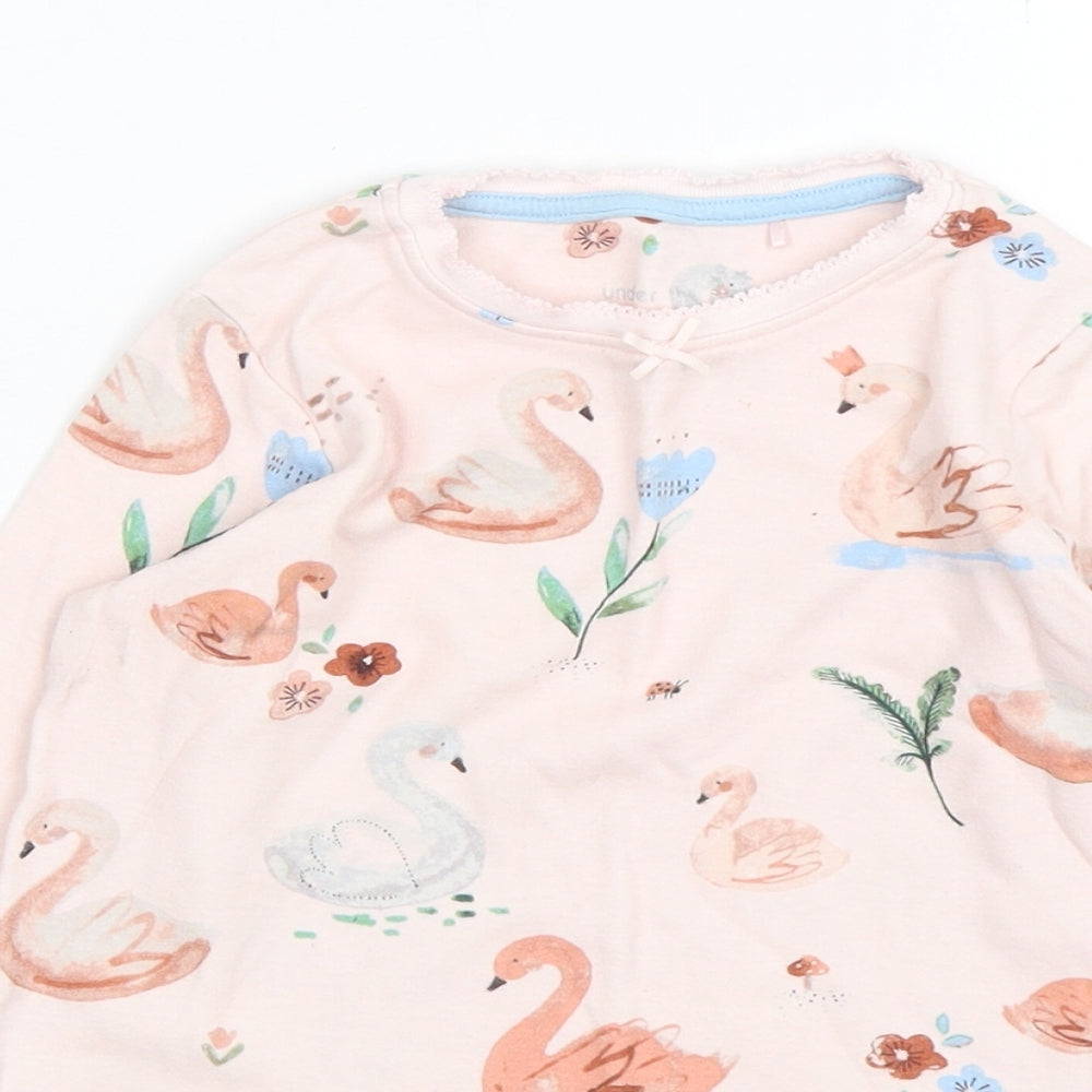 NEXT Girls Pink Spotted Cotton Top Pyjama Top Size 5-6 Years  Pullover - Swans