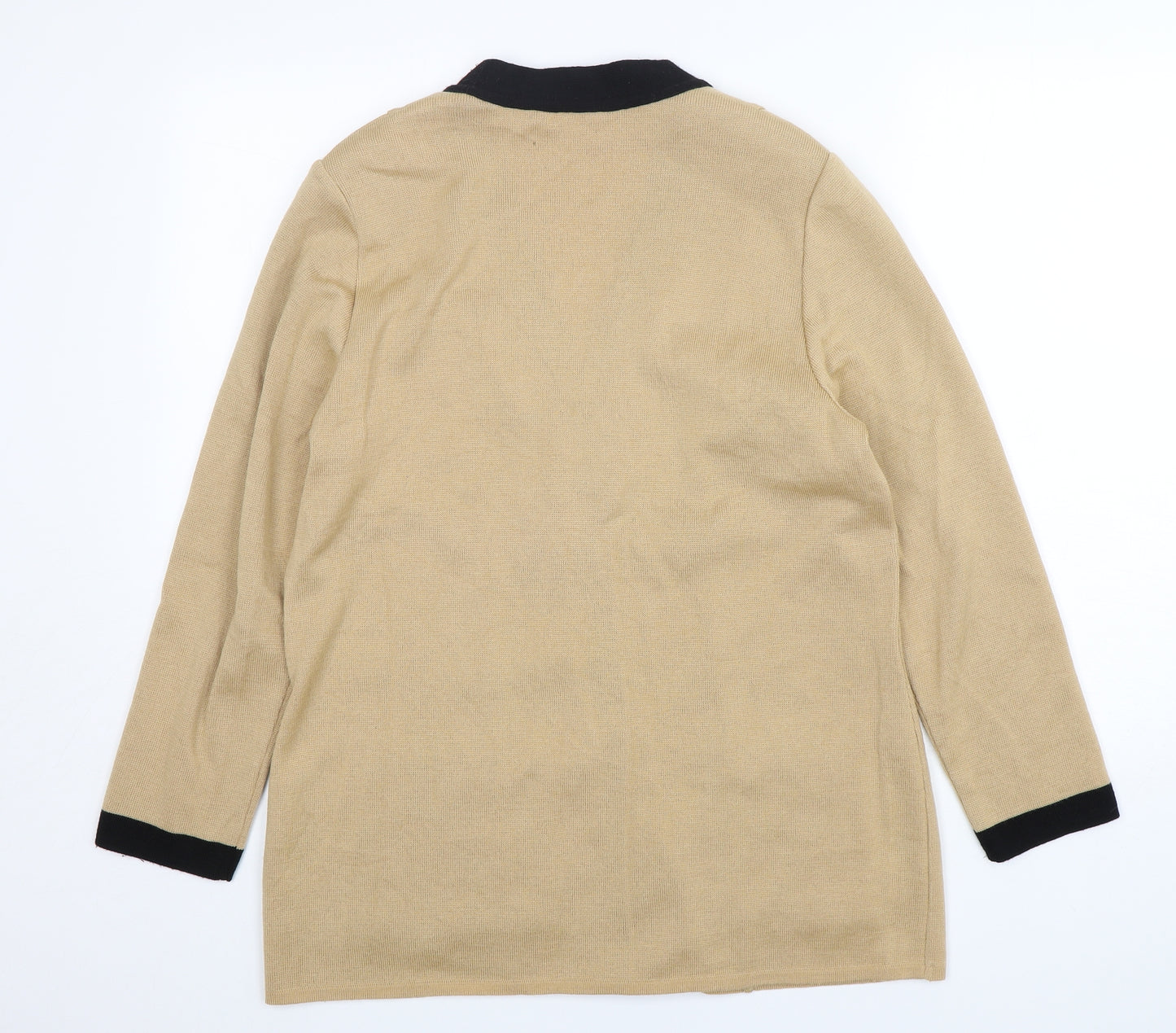 Preworn  Womens Beige V-Neck  Wool Cardigan Jumper Size 16
