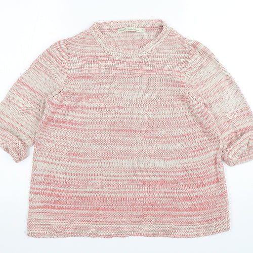 NEXT Womens Multicoloured Round Neck Striped Cotton Pullover Jumper Size 10