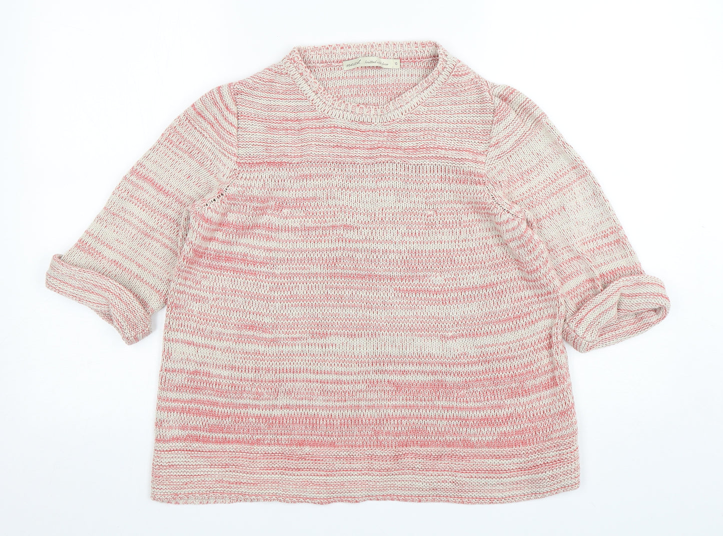NEXT Womens Multicoloured Round Neck Striped Cotton Pullover Jumper Size 10