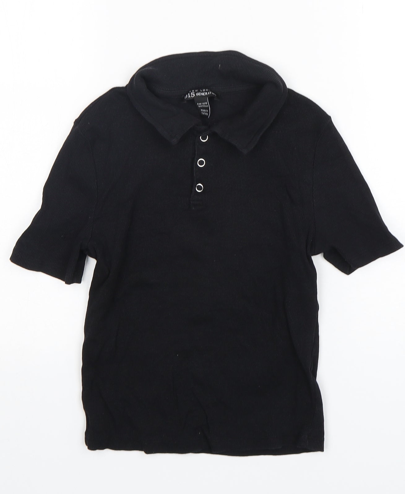 New Look Girls Black  Cotton Basic Polo Size 14-15 Years Collared