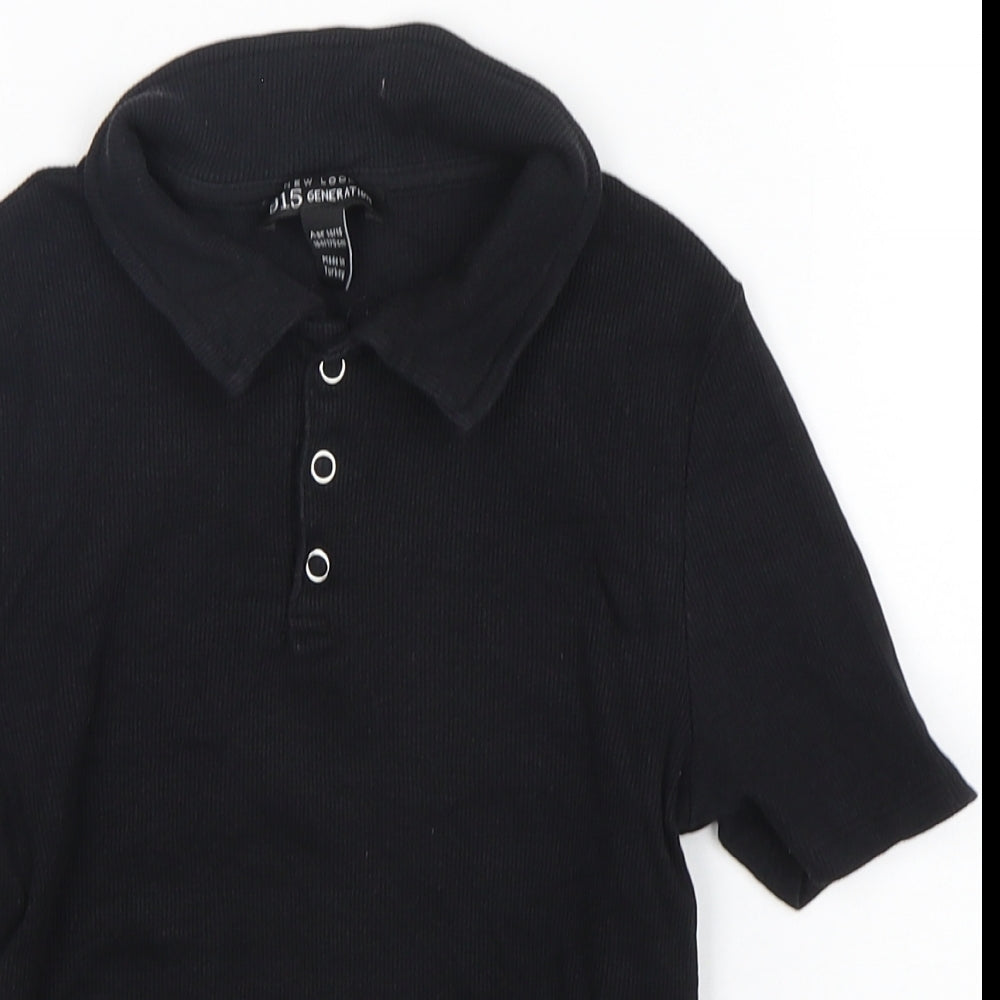 New Look Girls Black  Cotton Basic Polo Size 14-15 Years Collared