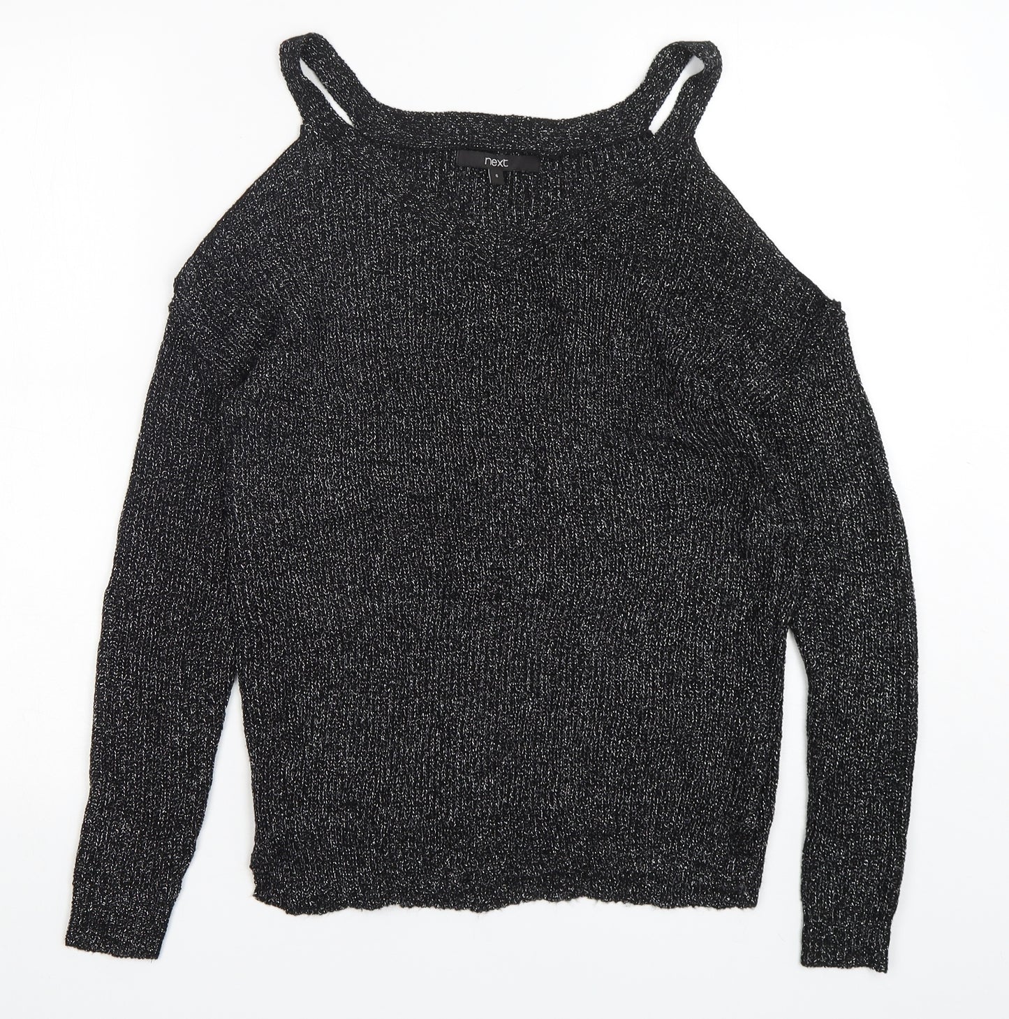 NEXT Womens Silver V-Neck  Acrylic Pullover Jumper Size 6