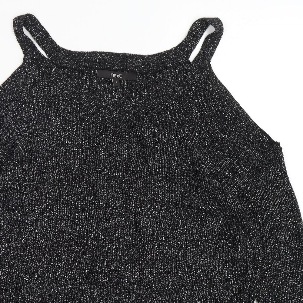 NEXT Womens Silver V-Neck  Acrylic Pullover Jumper Size 6
