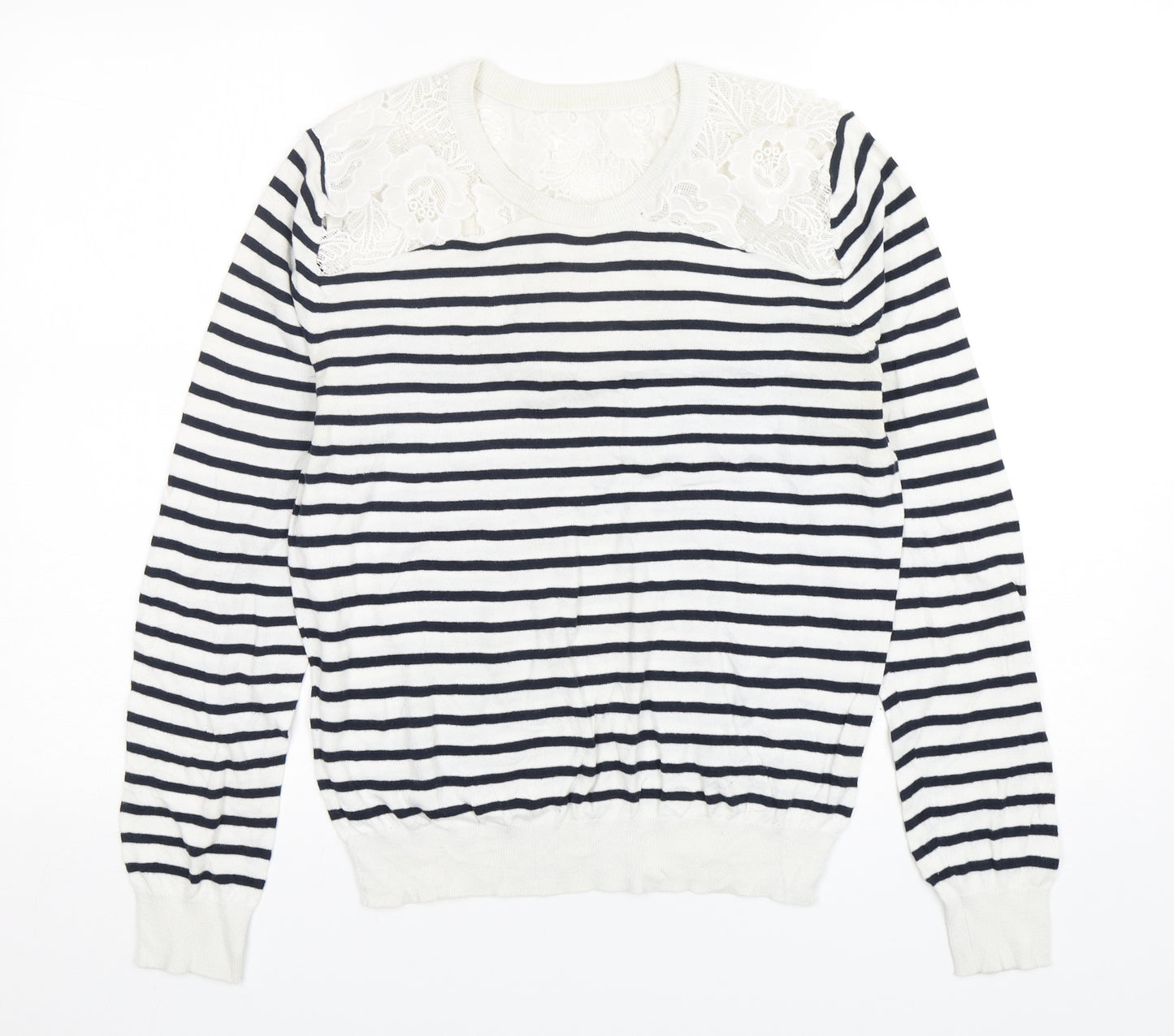 Jack Wills Womens Multicoloured Round Neck Striped Cotton Pullover Jumper Size 14