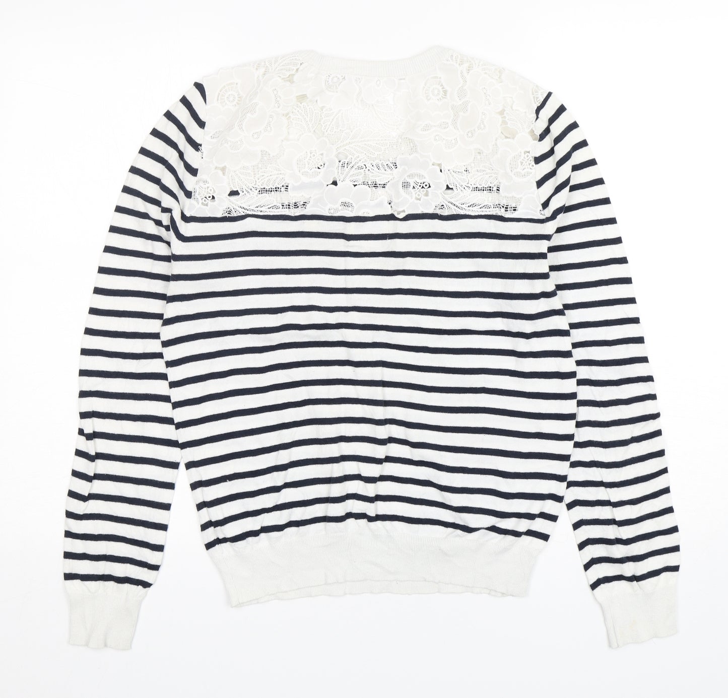 Jack Wills Womens Multicoloured Round Neck Striped Cotton Pullover Jumper Size 14