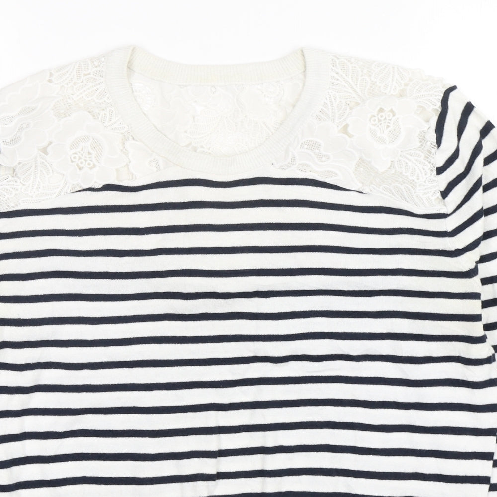 Jack Wills Womens Multicoloured Round Neck Striped Cotton Pullover Jumper Size 14
