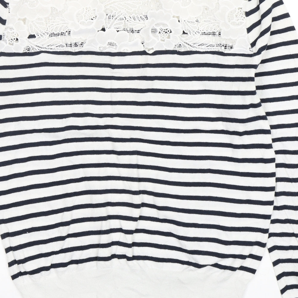 Jack Wills Womens Multicoloured Round Neck Striped Cotton Pullover Jumper Size 14