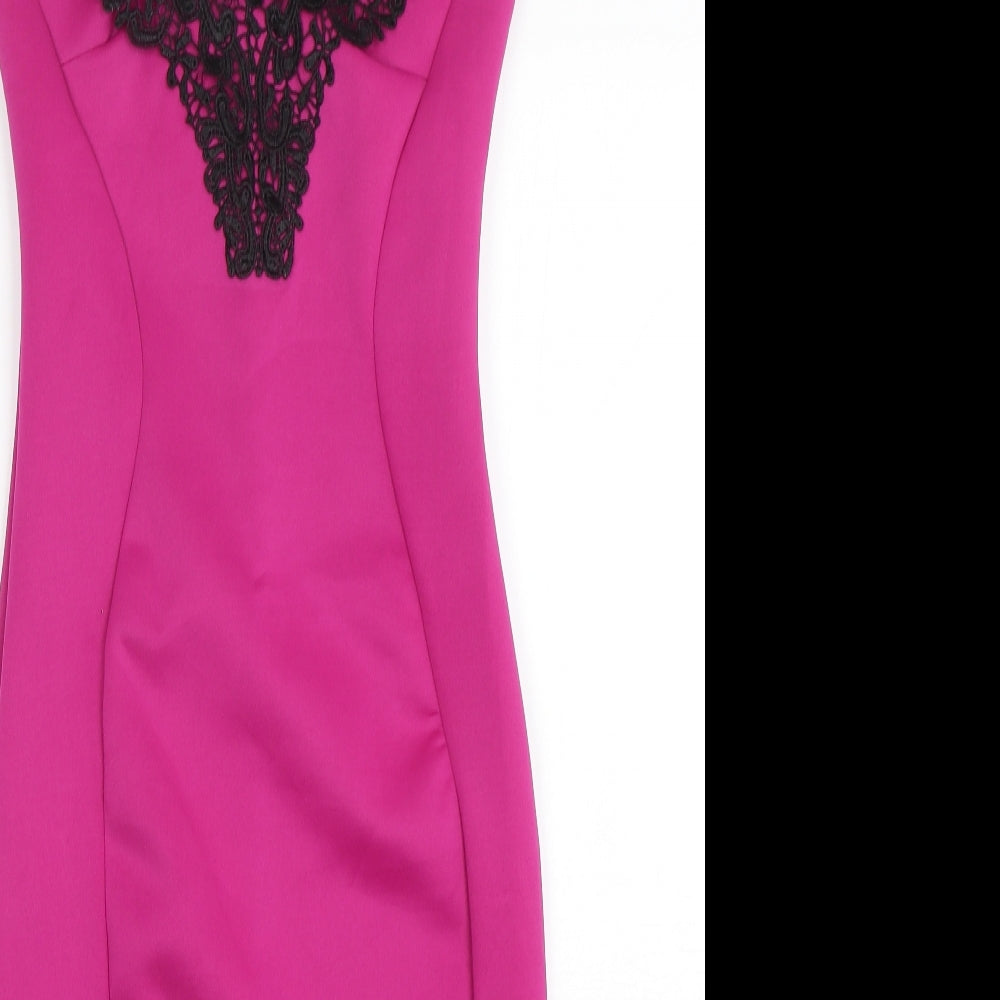New Look Womens Pink  Polyester Pencil Dress  Size 10  Round Neck