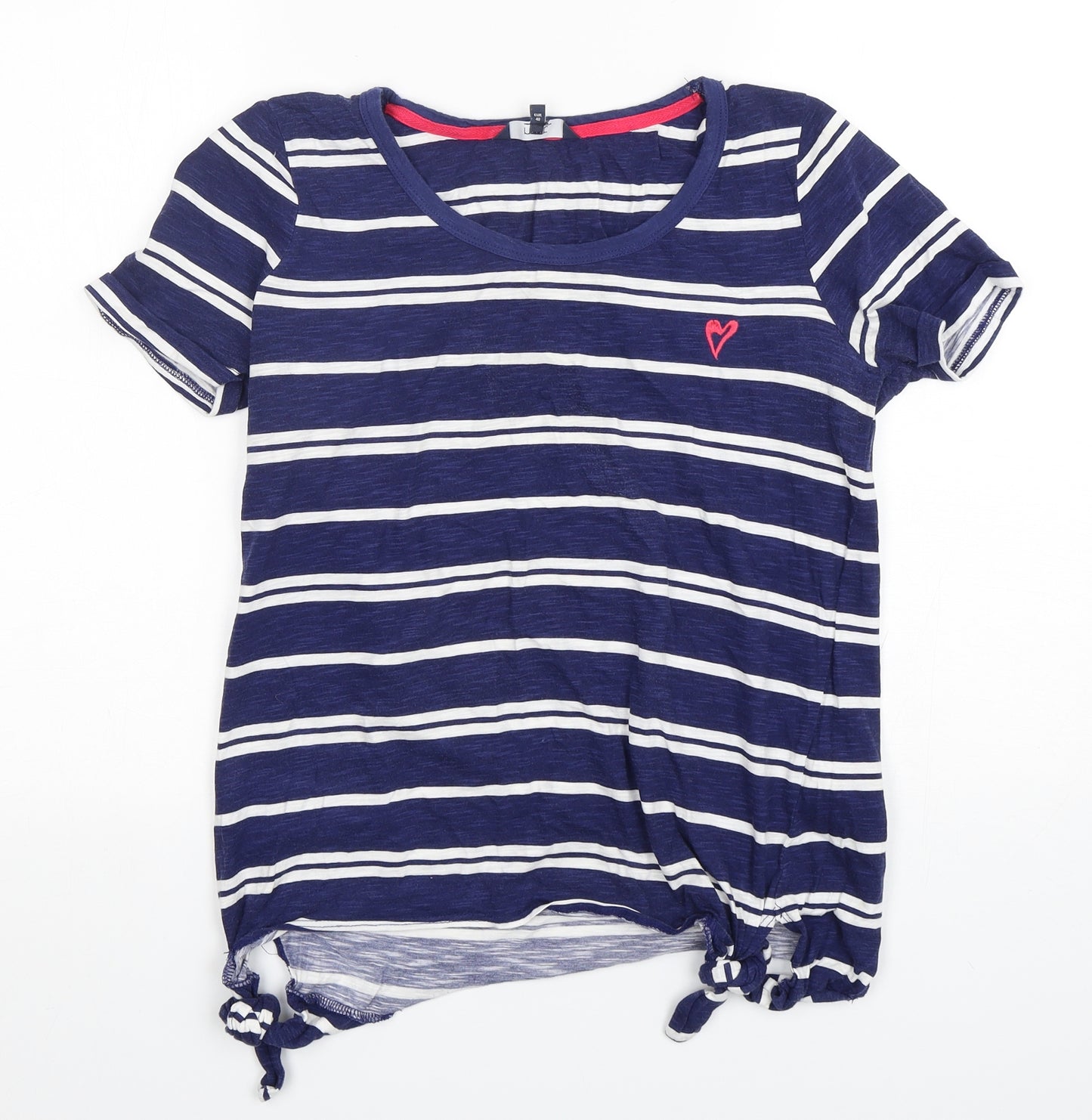 NEXT Womens Blue Striped Cotton Basic T-Shirt Size 12 Round Neck