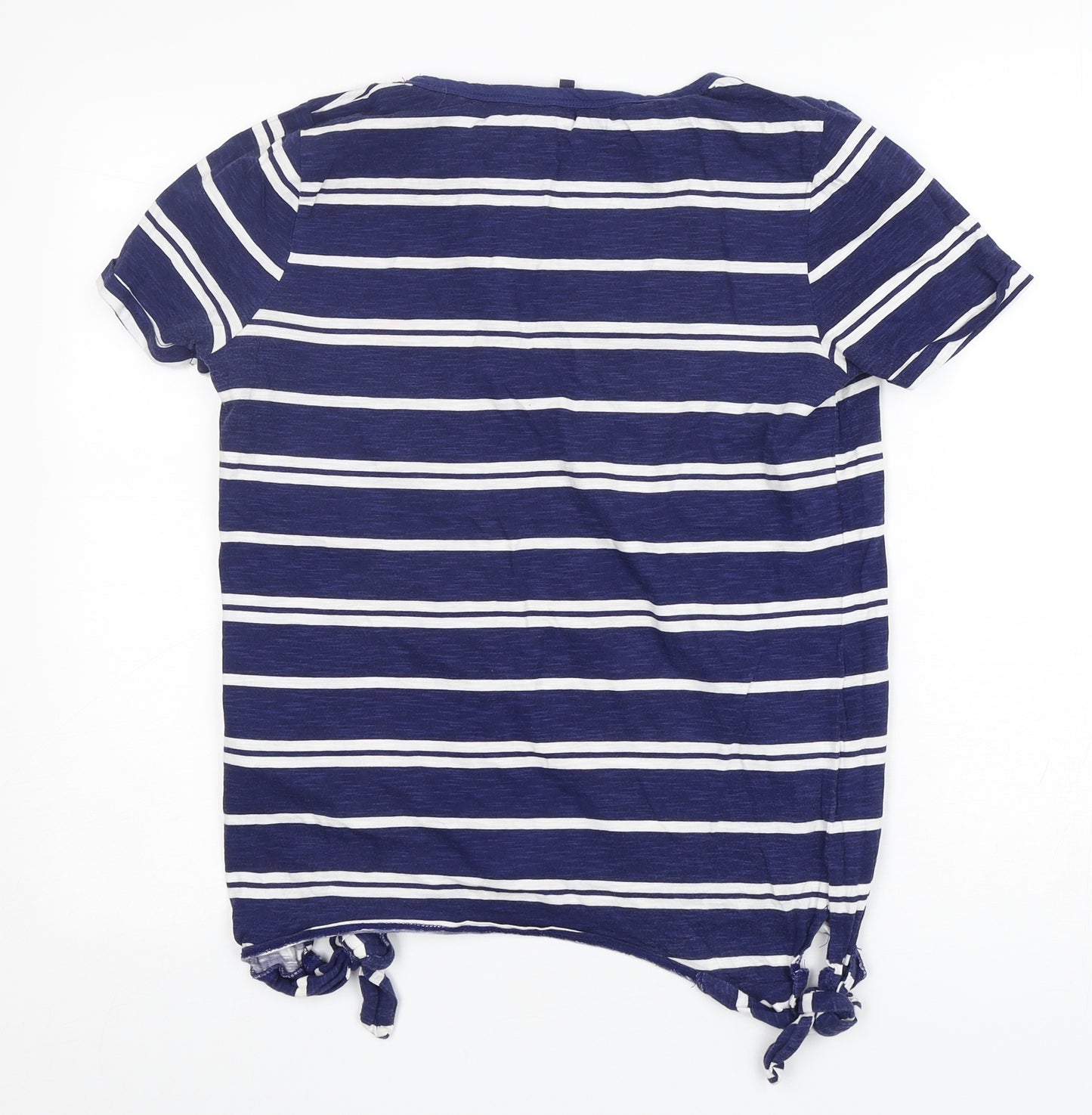 NEXT Womens Blue Striped Cotton Basic T-Shirt Size 12 Round Neck