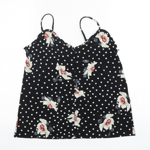 Oasis Womens Black Polka Dot Polyester Camisole Tank Size M V-Neck