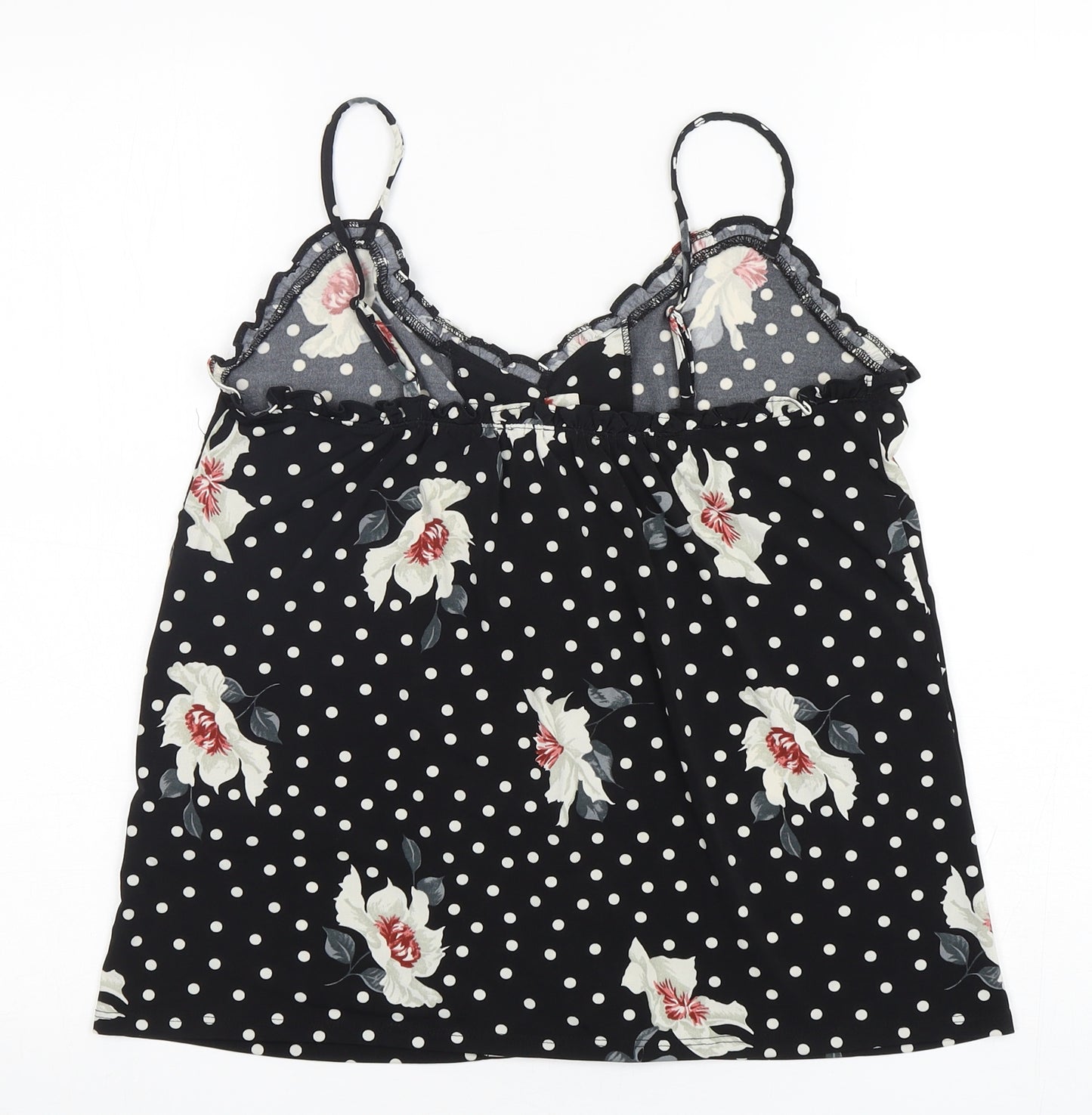 Oasis Womens Black Polka Dot Polyester Camisole Tank Size M V-Neck
