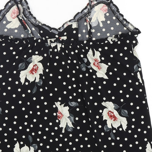 Oasis Womens Black Polka Dot Polyester Camisole Tank Size M V-Neck