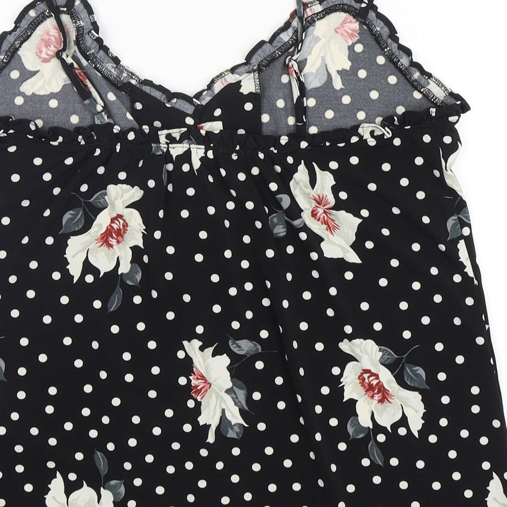 Oasis Womens Black Polka Dot Polyester Camisole Tank Size M V-Neck