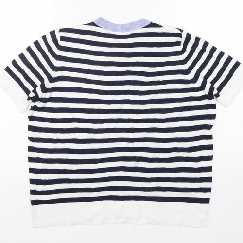 Marks and Spencer Womens Multicoloured Round Neck Striped Viscose Pullover Jumper Size 14