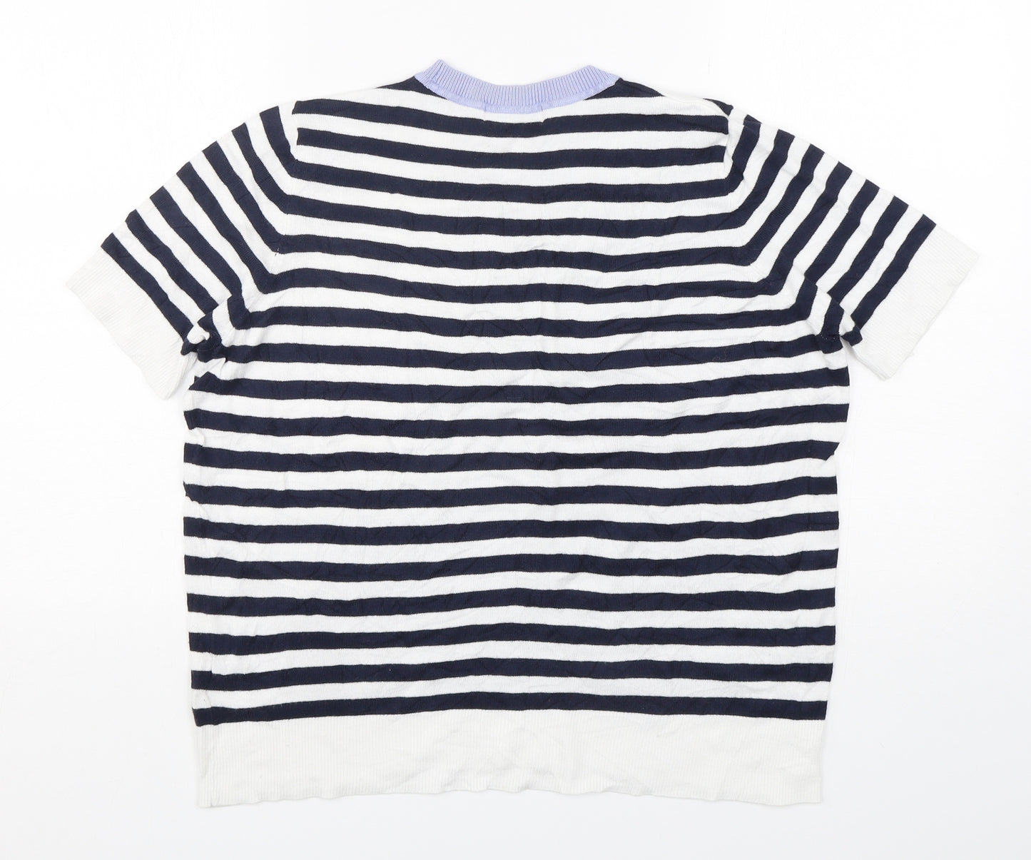 Marks and Spencer Womens Multicoloured Round Neck Striped Viscose Pullover Jumper Size 14