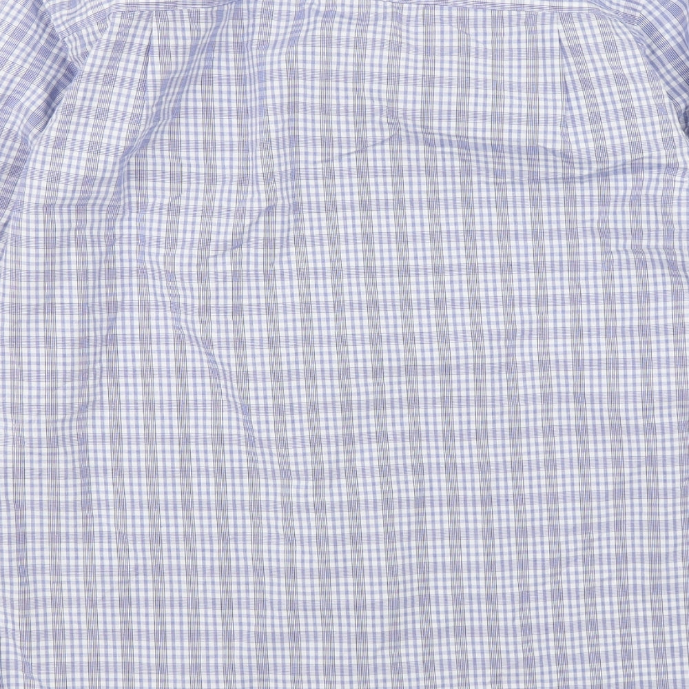 NEXT Mens Blue Plaid Polyester  Dress Shirt Size 15.5 Collared Button