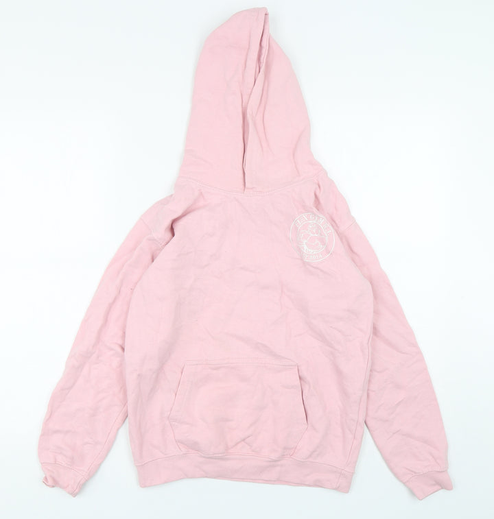 Awdis Girls Pink Cotton Pullover Hoodie Size 12-13 Years Pullover