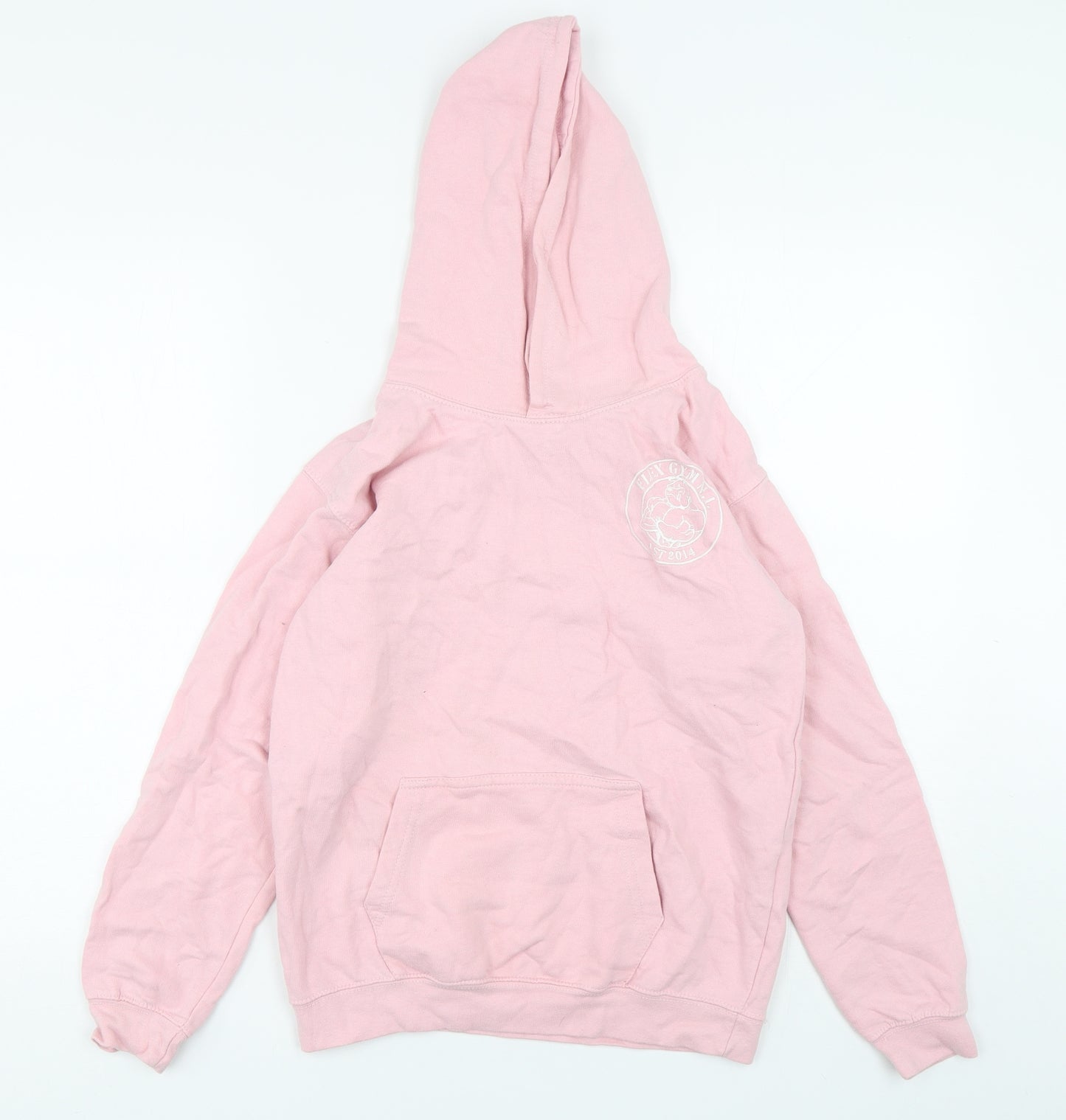 Awdis Girls Pink  Cotton Pullover Hoodie Size 12-13 Years  Pullover