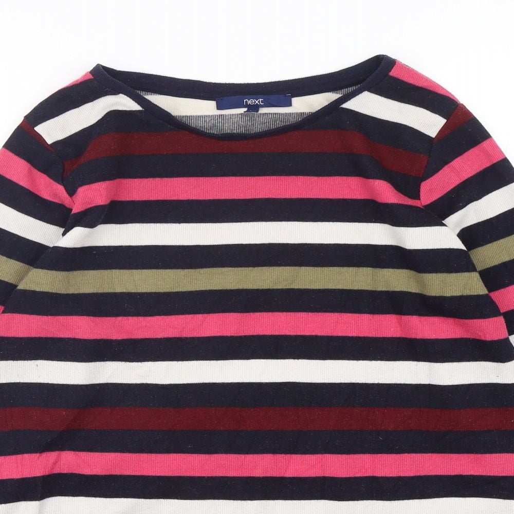 NEXT Womens Multicoloured Round Neck Striped Polyester Pullover Jumper Size 16