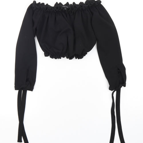 New Look Womens Black  Polyester Cropped Blouse Size 8 Off the Shoulder